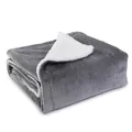 Wasbare grijze elektrische deken met zachte witte sherpa fleece voering voor bed - 180x200cm / US Stekker / Grijs