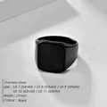 Anello a sigillo quadrato moderno in acciaio inossidabile nero, taglie US da sette a undici - US 7 / 10 Pezzi/Confezione / Nero