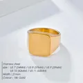 Anello a sigillo quadrato minimalista in acciaio inossidabile placcato oro 18k - US 7 / 10 Pezzi/Confezione / Oro