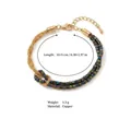 Bracciale intrecciato in rame stile bohémien con perline di pietra cangianti e design a nodo - Bracciale Nodo Perle Verdi / Verde