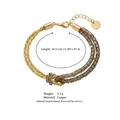 Bracciale intrecciato retrò boho con perle grigie e design a nodo elegante in rame - Bracciale Nodo Perle Grigio-Blu / Blu grigiastro