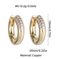 Gold-plated copper hoop earrings with pave zircon stones, 19mm diameter size display - Gold Thick Zirconia Micro-pave Hoop (YSE046-03)