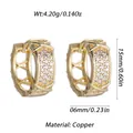 Gold-plated copper hoop earrings with zircons, 15mm height, 4.2g weight measurement - Gold X-shaped Hollow Pave Zirconia Style (YSE046-04)