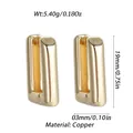 Elegant gold rectangular copper hoop earrings, 19mm height with polished finish - Gold Simple Rectangular Huggie (YSE046-10)