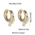 Gold dripping molten hoop earrings made of durable copper, 18mm height, weight 6.8g - Gold Lava Fluid Hoop (YSE046-13)