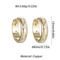 Elegant 15mm gold-tone copper hoop earrings featuring star patterns and cubic zirconia - Gold Star Pattern Zirconia Hoop (YSE047-15)