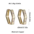 Hexagonal gold copper hoop earrings with small zirconia stones and technical measurements - Gold Hexagonal Geometric Zirconia Style (YSE047-21)