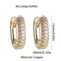Elegant gold-plated copper huggie hoop earrings with micro-pave clear cubic zirconia stones - Gold Triple Row Zirconia Pave Style (YSE047-01)