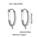 Detailed silver tone zirconia copper hoop earring findings with 18mm height dimension - Silver Zirconia DIY Hoop (YSE047-12)