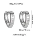Silver-colored copper hoop earrings with clear zircon stones and size specifications - Silver Multi-stone Hoop (YSE047-20)