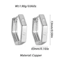 Geometric copper hoop earrings with zircon accents in a minimalist silver finish - Silver Hexagonal Simple Zirconia Style (YSE047-22)