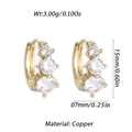 Gold-plated copper huggie hoop earrings with sparkling round zircon stones - Gold Three Graduated Zirconia Style (YSE048-11)
