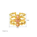 Vintage 18K gold plated stainless steel triple layer hollow ring with pink stones - US7 / Gold