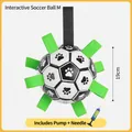 Interactive dog soccer ball training toy size M with grab tabs and air pump included - M / Upgraded Style (QW2084) / Diameter 19cm / Black and White