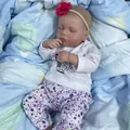 19-inch realistic reborn doll Loulou in floral pants and white long-sleeved shirt - Floral Polka Dot Two-Piece Set / Full Vinyl Body