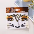Leopard pattern face art stickers for Halloween masquerade with glitter and rhinestones - Leopard Face Stickers (Standard)