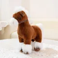 Realistic brown and white plush horse toy for children as a soft sleeping companion - 25cm / Dark Brown