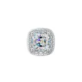 Premium silver iced out stud earring featuring cushion cut center stone in street style - White Crystal Stud Earring, Single Piece