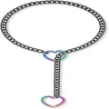 Punk-Stil Kuba-Kettenhalskette mit lebhaften Regenbogen-Herzanhängern in Gunmetal - Regenbogenherz mit schwarzer Kette