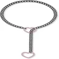 Punk Cuban Gliederkette Choker mit verstellbaren rosa Herzanhängern, Gunmetal-Finish - Rosa Herz mit schwarzer Kette