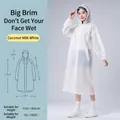 Imperméable à capuche blanc translucide épaissi en EVA pour adultes, blanc coco - Chapeau Blanc Pour Adulte En Lait De Coco Avec Un Large Bord Pour Garder Le Visage Au Sec