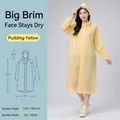 Imperméable jaune réutilisable en EVA avec capuche et grande visière pour adultes - Chapeau Jaune Poudré Pour Adulte À Large Bord - Garde Le Visage Au Sec