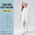 Imperméable blanc semi-transparent en EVA pour enfants avec grande visière de capuche - Chapeau Blanc Pour Enfants En Lait De Coco À Larges Bords Qui Garde Le Visage Au Sec