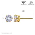 Classic S925 sterling silver stud earrings with 0.7cm 5A grade zircon in gold finish - Gold-7mm