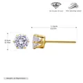 Gold-plated S925 sterling silver 6-prong zircon stud earrings dimensions and weight - Gold-5mm
