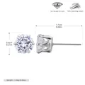 Elegant S925 sterling silver stud earrings featuring 5A zircon in six-prong setting - Silver-8mm