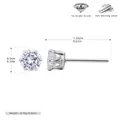 Classic S925 sterling silver six-prong 5A zircon stud earrings with size measurements - Silver-5mm
