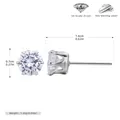 Classic S925 sterling silver 6-prong stud earrings with 5A grade zircon, 0.7cm - Silver-7mm
