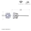 Classic S925 sterling silver stud earrings with 5A grade zircon in six-prong setting - Silver-6mm