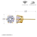 S925 sterling silver stud earrings with 0.8cm 5A zircon and 1.7cm length gold finish - Gold-8mm