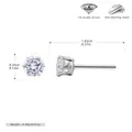 Classic S925 sterling silver stud earrings featuring 5A grade zircon and 6-prong setting - Silver-4mm