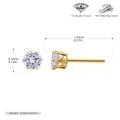 S925 sterling silver six-prong zircon stud earrings showing weight and size measurements - Gold-4mm