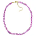 Vista detallada del collar de cuentas de ábaco de piedra natural en colores morado y rosa - Lavanda/Rosa Fucsia