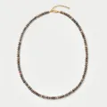 Elegante collar de cuentas de piedra natural con espaciadores dorados y extensión. - Degradado Gris/Marrón/Rosa