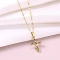 Elegant gold-plated stylized cross pendant necklace for women's daily fashion style - Hollow Cross / 18K Gold / Gold