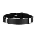 Minimalistisches schwarzes Silikonarmband mit Edelstahlplatte und Gravur 1999 Detail - Blanker Stil / Schwarz