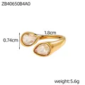 Bague ouverte vintage en forme de larme dorée avec cristaux, acier titane 5,6g - ZB40650B4A0 - Or champagne