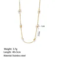 Elegant gold-plated stainless steel necklace featuring delicate white pearl flower charms - 12 White Flowers Necklace / Gold