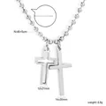 Premium stainless steel double cross pendant necklace with adjustable ball chain - Silver Double Cross Bead Chain Necklace (NE2I4001S)