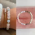 Bracelet artisanal en pierres naturelles orné de gemmes rose pastel et bleu clair - Modèle superposé en quartz rose et pierre naturelle aigue-marine / Taille unique / 17+3cm / Rose Et Bleu Multicolore