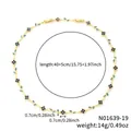 Blue clover flower necklace dimensions showing 40+5cm length and 14g weight info - Blue Clover Gold Chain (N01639-19)