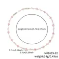 Delicate silver plated clover and pink flower leaf necklace choker for women fashion jewelry - Pink Clover Silver Chain (N01639-22)
