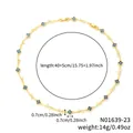 Gold clover and leaf necklace with blue petals and dimensions: 40+5cm length, 14g weight - Blue Clover White Zircon Gold Chain (N01639-23)