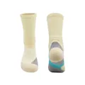 Professional cushioned crew basketball socks in pale yellow with turquoise accents - Ycia3370 Zhongxing / One Size
