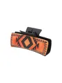Vue détaillée d'une pince à cheveux de style western avec insert en cuir géométrique orange - Style Losange Géométrique Orange (90104)