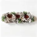 Elegant Christmas center piece candle holder with pine cones, needles and silver bells decoration - Style 2 / 40*9*16